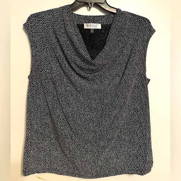 Kasper Black and White Scoop Neck Blouse - Picture 1 of 2